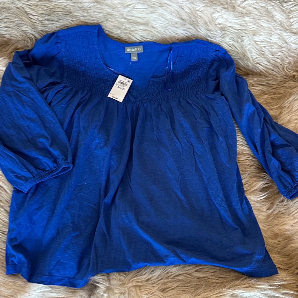 Style&Co Royal Blue Blouse L